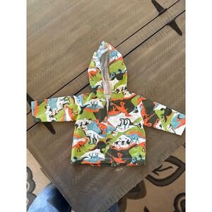Minicoco Baby Boys Dinosaur Print Snap Front Hoodie Jacket Green 3-6 Months